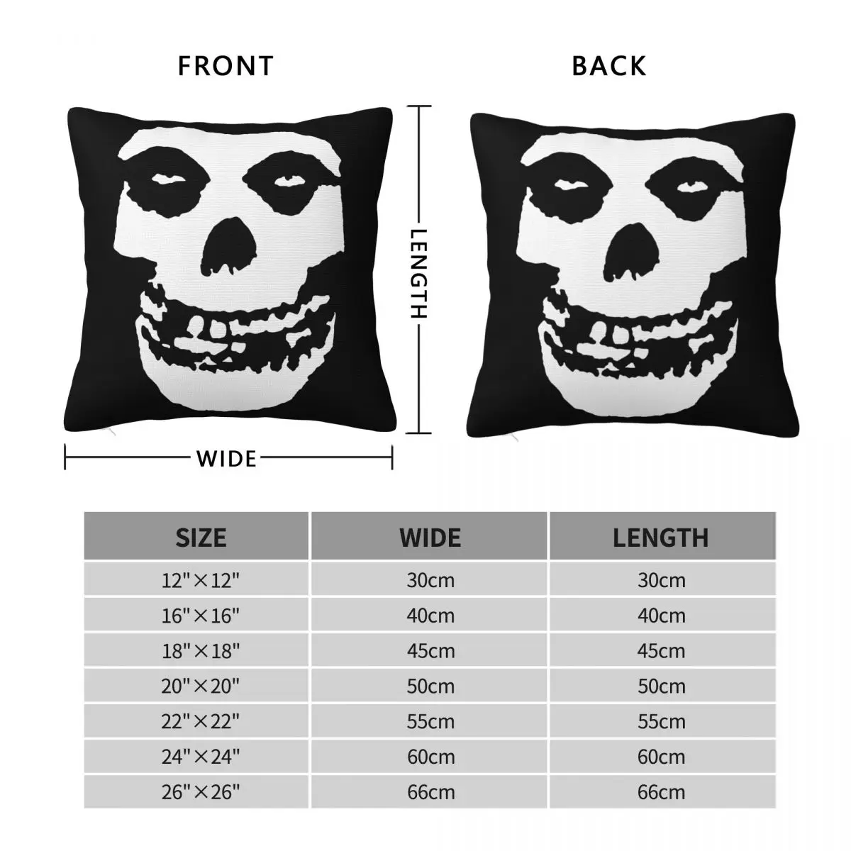 Skull Misfits Pillowcase Soft Polyester Cushion Cover Gift Throw Pillow Case Cover Seat Zippered 45*45cm