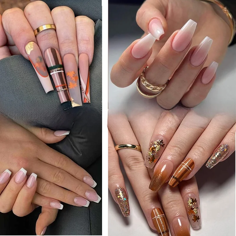 

ort Nail Tips Artificial Nails Autumn Winter Faion Beau Nail Art Stiers Wearable False Nails Premium Feel Beau Tools