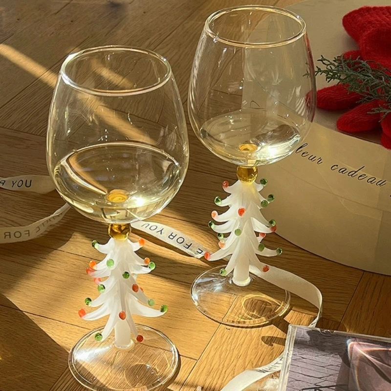 Christmas Tree Wine Glass Stem Wine Glasses Elegant Wine-Goblet Wine Glass Wine Vintage-Decor Festive-Atmosphere Gifts Drop Ship