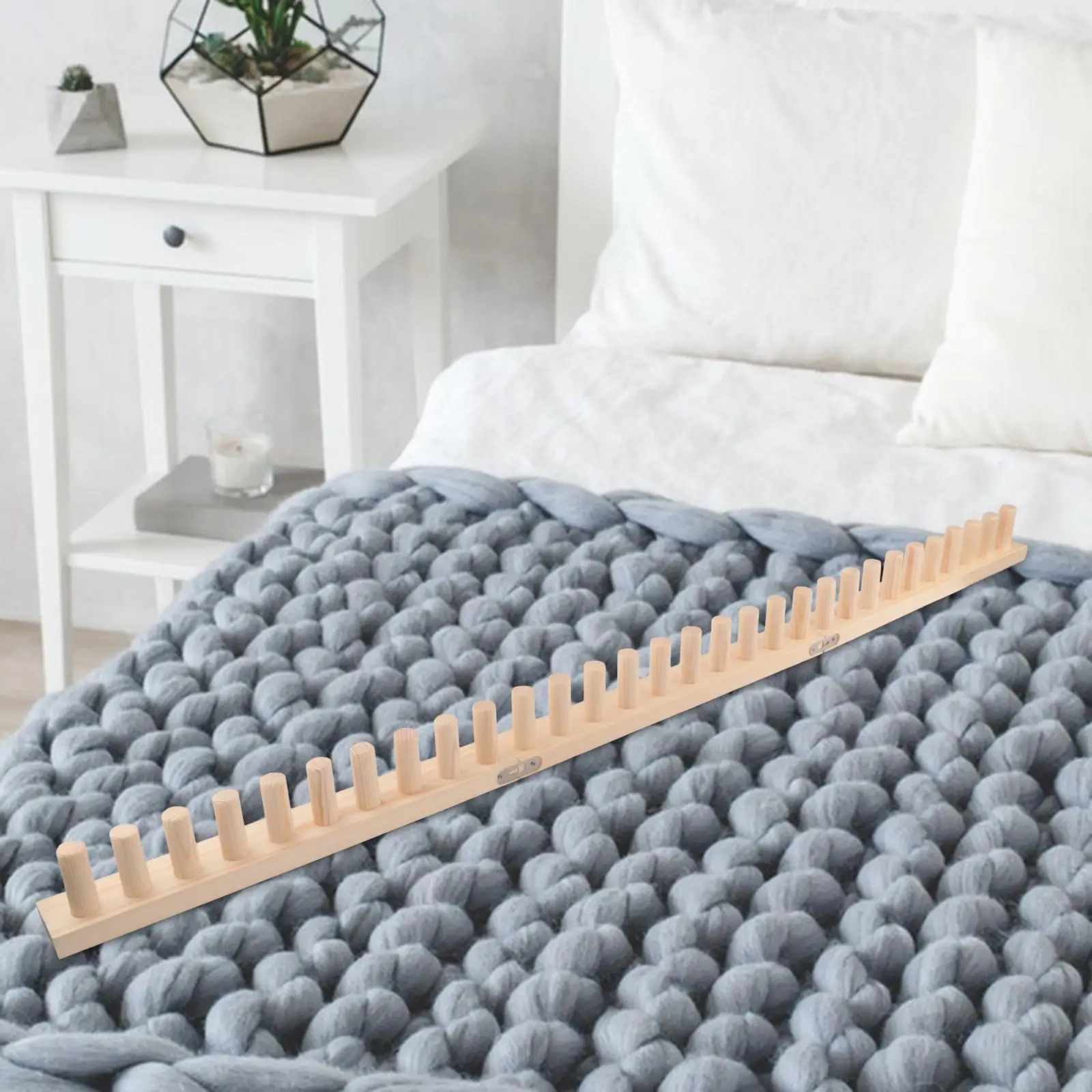 

Wooden Knitting Loom Kit Knitting Supplies Easy to Use DIY Chunky Knit Blanket Loom for Yarn Craft for Adult Crochet Set Kit