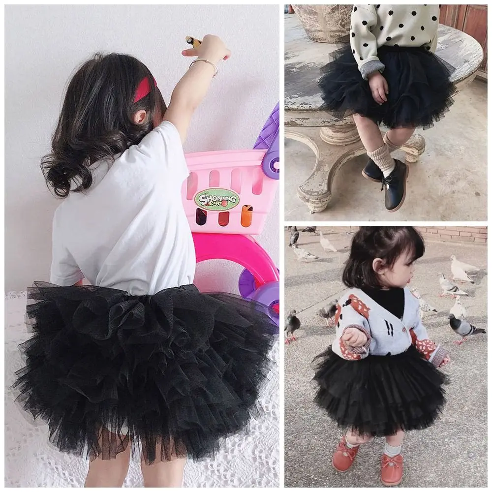 2024 Cotton Tutu Summer Skirts Black Fluffy Tutu Gown Pettiskirt Ballet Dance Tulle Princess Skirts Kids