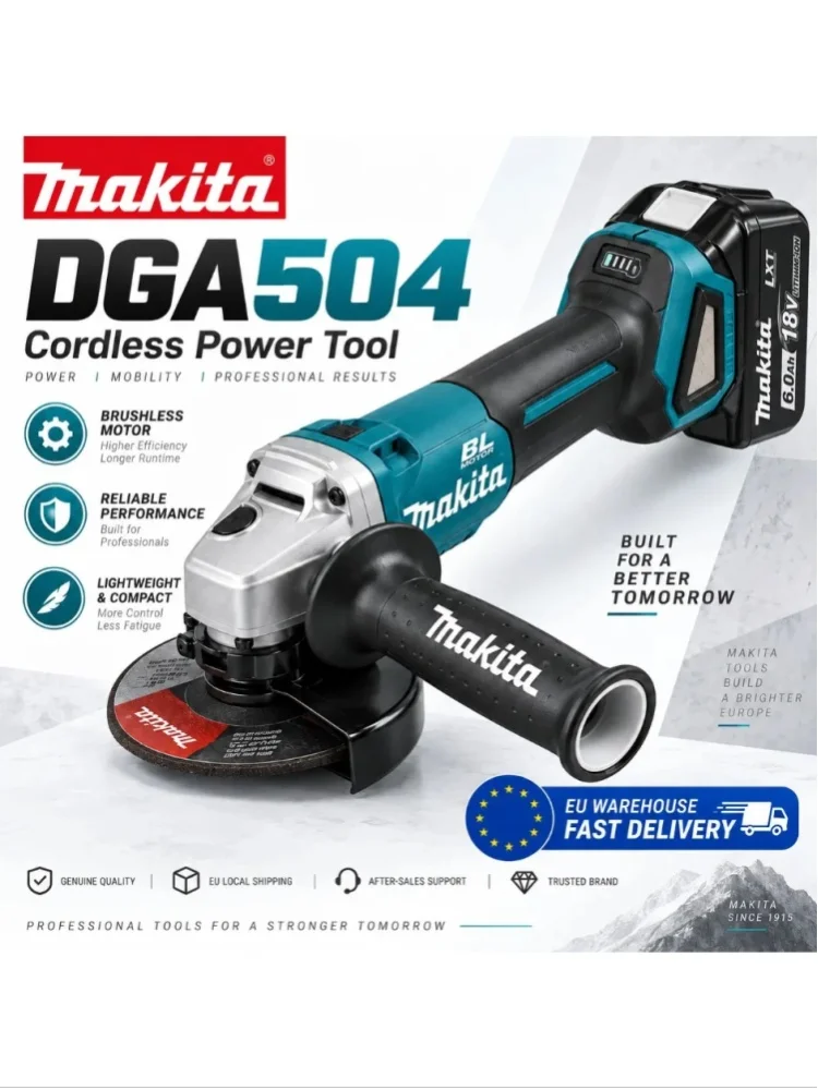 Makita DGA504 18V Akku Bürstenloser Elektrischer Winkelschleifer 125mm Kabelloser Schleifer Metall Holz Schleifen Polieren Schneiden