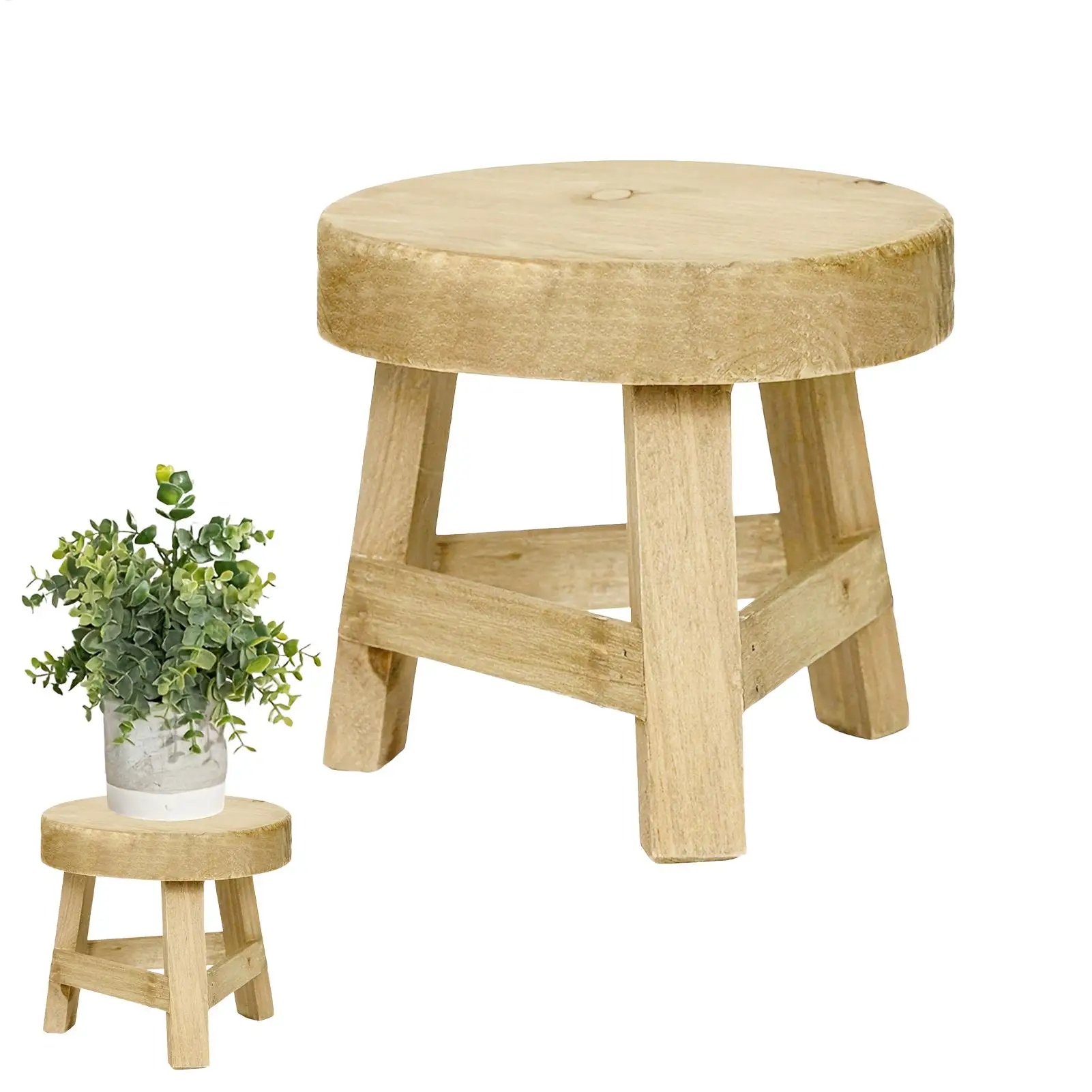 Wooden Mini Stool Display Stand, Modern Wooden Succulent Plant Stand, Suitable for Home Garden Backyard Farmhouse Balcony