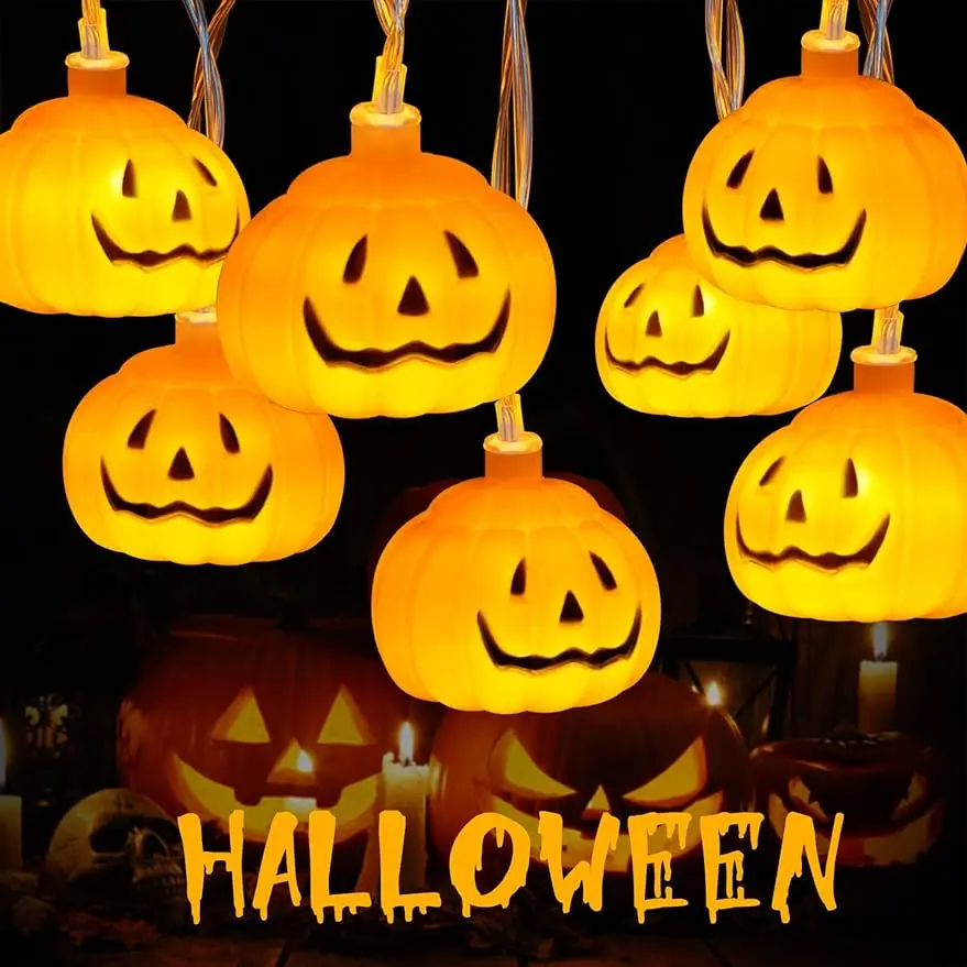 

Pumpkin Lights for Halloween Decorations, 9.8 Ft 20 LED Battery Operated String Lights, Halloween Fairy Lights with 8 Mod