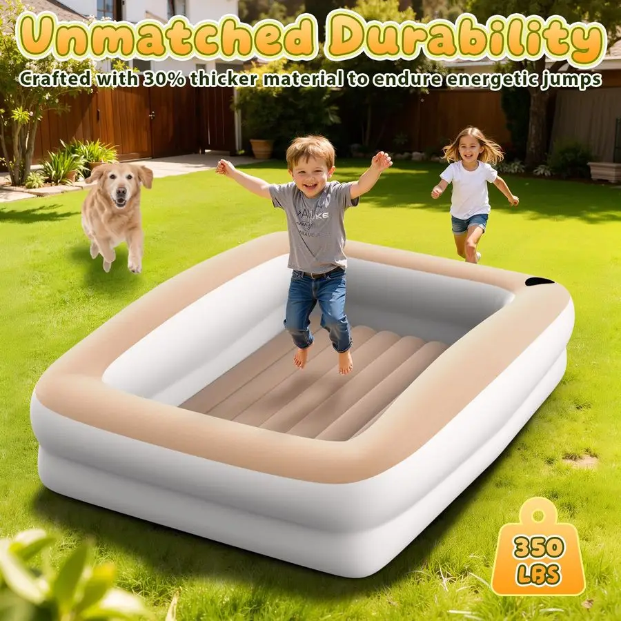 سرير سفر للأطفال الصغار مقاس 67 بوصة سرير محمول مع جوانب أمان مرتبة هوائية للأطفال مع مضخة كهربائية وحقيبة حمل خفيفة الوزن