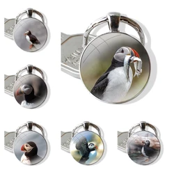 Puffin Faroe Islands Glass Metal Pendant Key Chain Classic Men Women Key Ring Accessories Jewelry Gifts