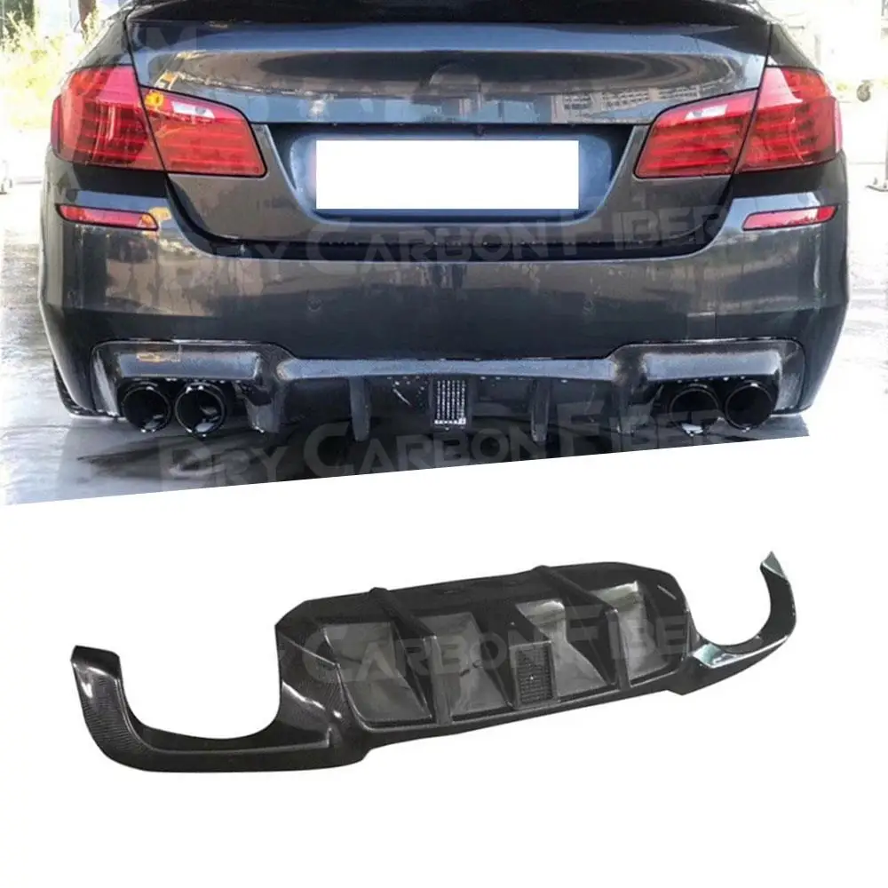 Carbon Fiber Rear Lip Diffuser Spoiler With Lamp for BMW 5 Series F10 M5 2010-2016 FRP Back Bumper Protector