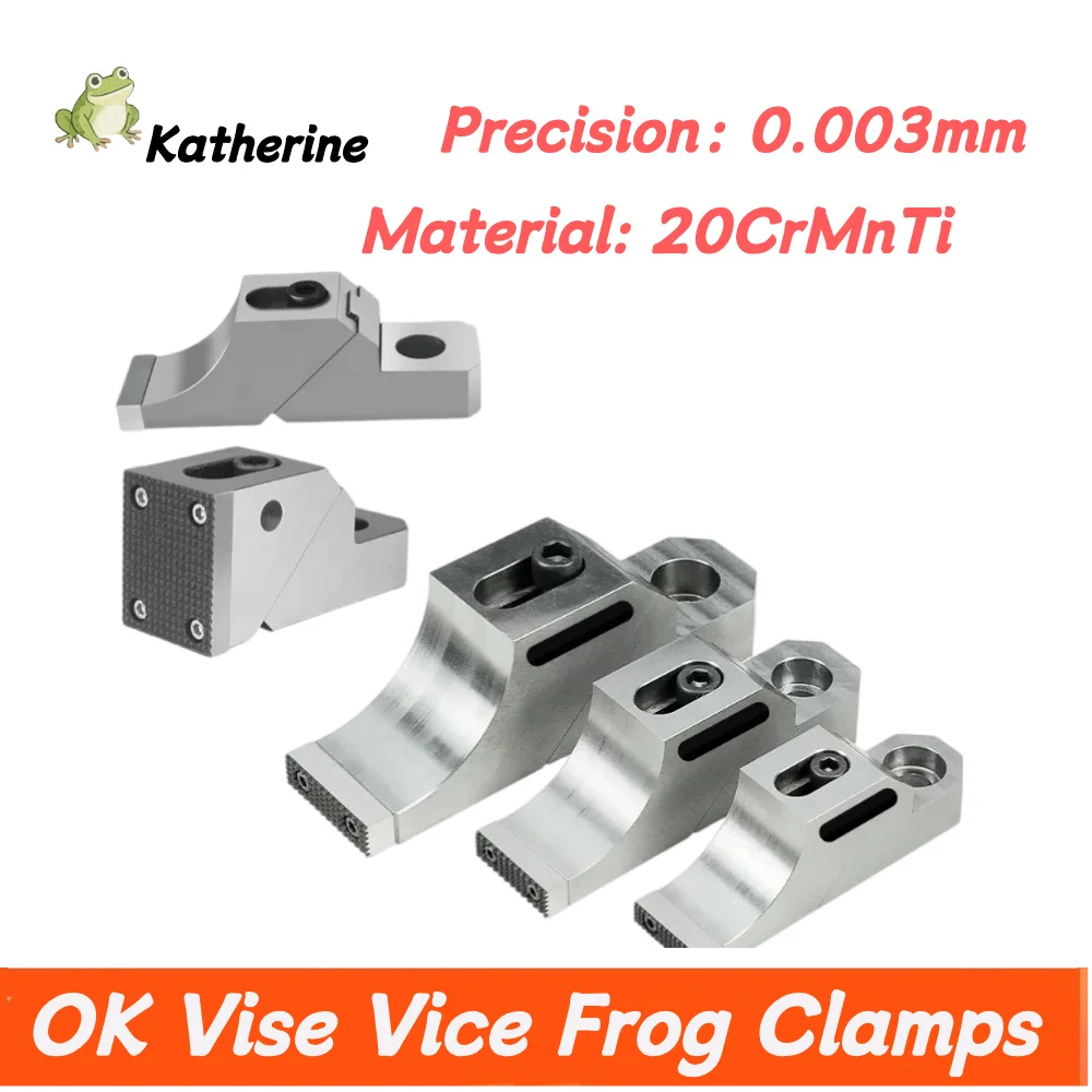 

CNC Precision Side Fixture Clamp, OK Vise Frog Clamps, Flat End Bench Vice Workholding Fixturing for CNC Milling Machining