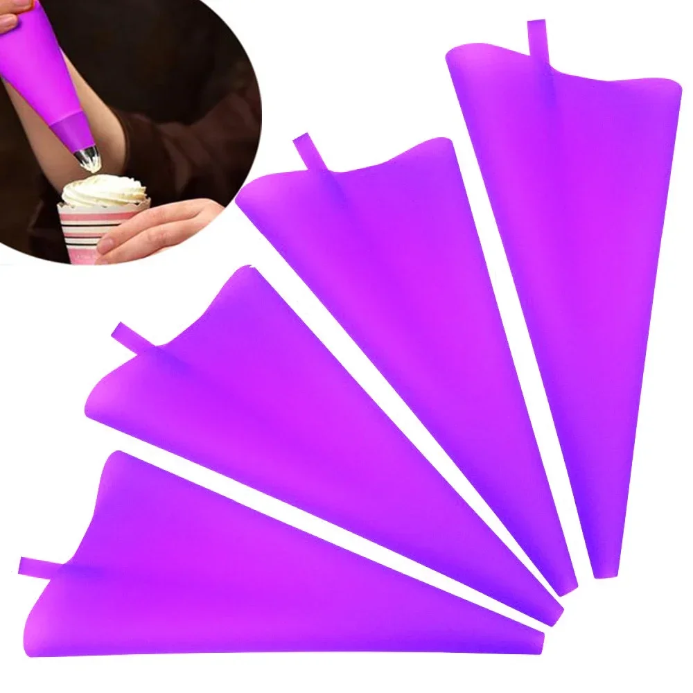 Purple Silicone TPU Piping Bag Reusable Icing Piping Cream Pastry Bags Cake Decorating Tool DIY Fondant Sugarcraft Hanging Bags