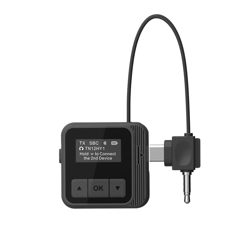 

Bluetooth-аудиопередатчик с интерфейсом 3,5 мм + Type-C 2-в-1, специализированный аудио- и видеопереходник 1-на-2 для авиационного применения