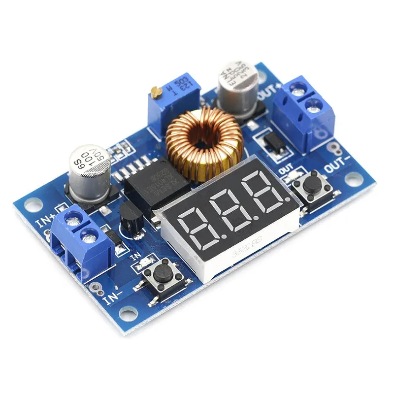 DIY fonte de alimentação ajustável com voltímetro, módulo step-down, XL4015, DC-DC conversor, 5A, 75W, 4.0-38V a 1.25V-36V