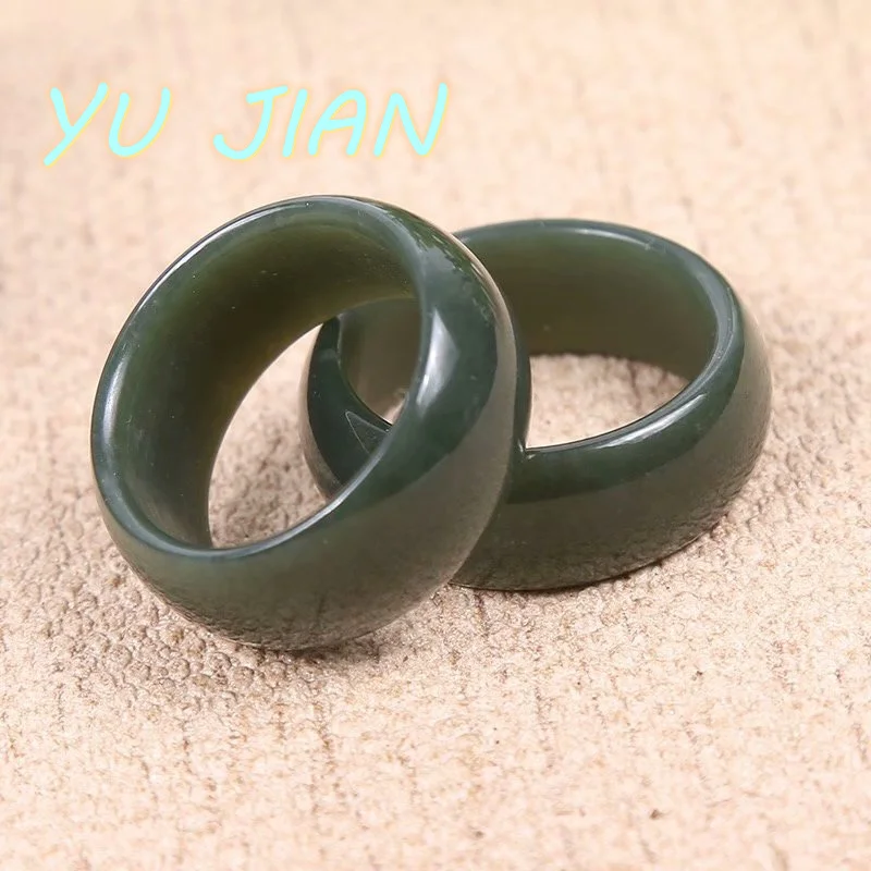 Hot Selling Fashion Jewelry Natural Hetian Sapphire Hand Carved Ring Men Women Lucky Gifts Charm Accessories
