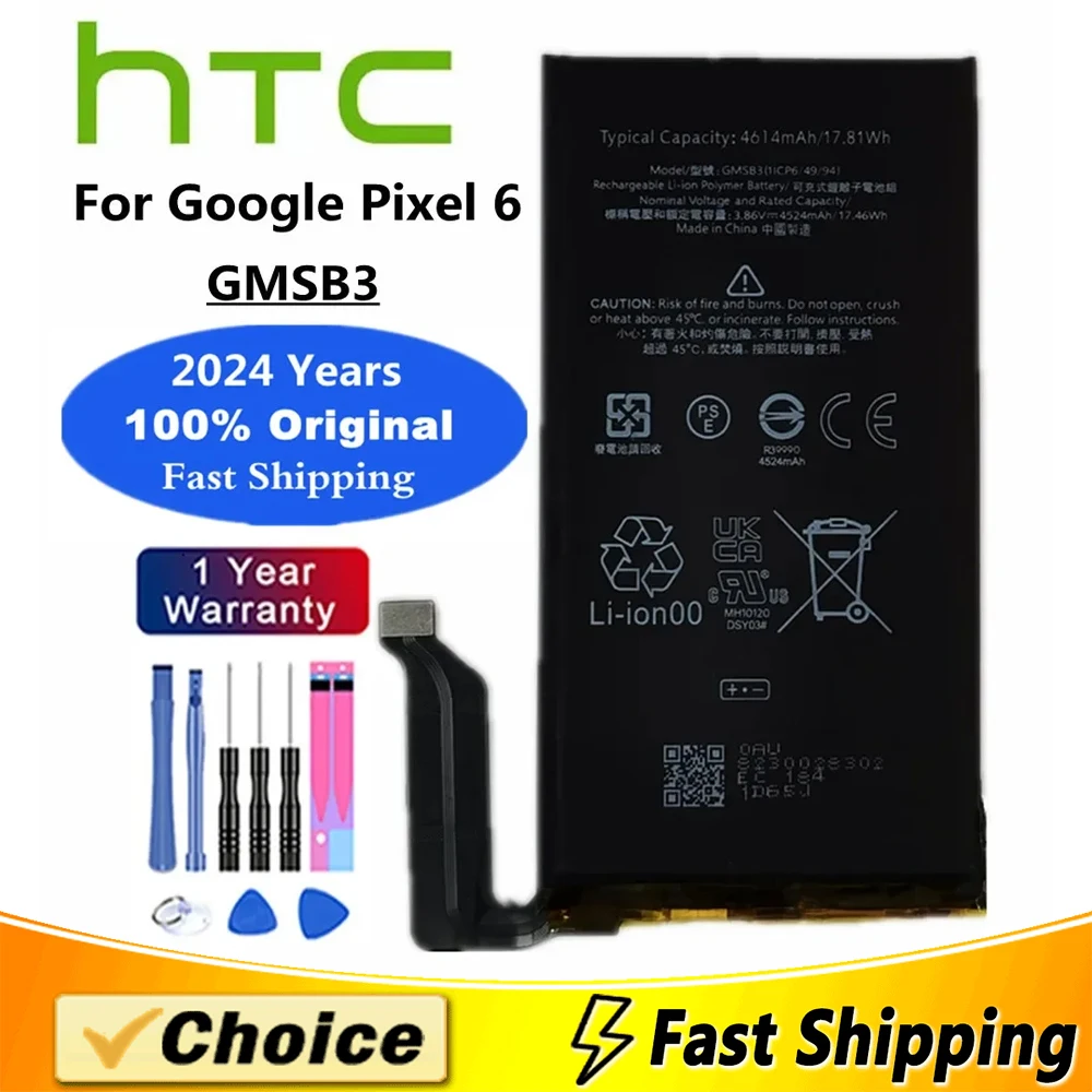 

4614mAh Original Battery GMSB3 For HTC Google Pixel 6 Pixel6,Brand New Replacement Phone Lithium Battery+Tool