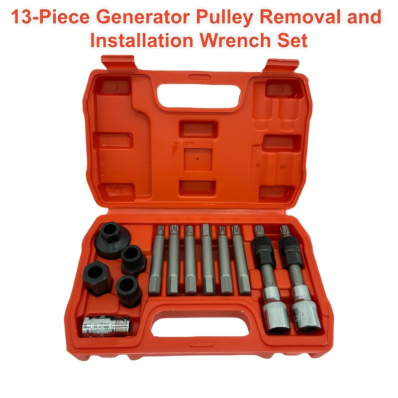 

13-piece belt wheel disassembler, generator belt pulley assembly wrench tool - high toughness, wear-resistant
