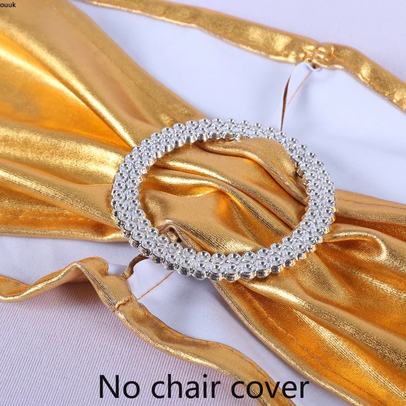 50pcs/Lot Metallic Gold silver Chair Sashes Wedding Chair Decoration Spandex Chair Cover Band for Party Decor birthday