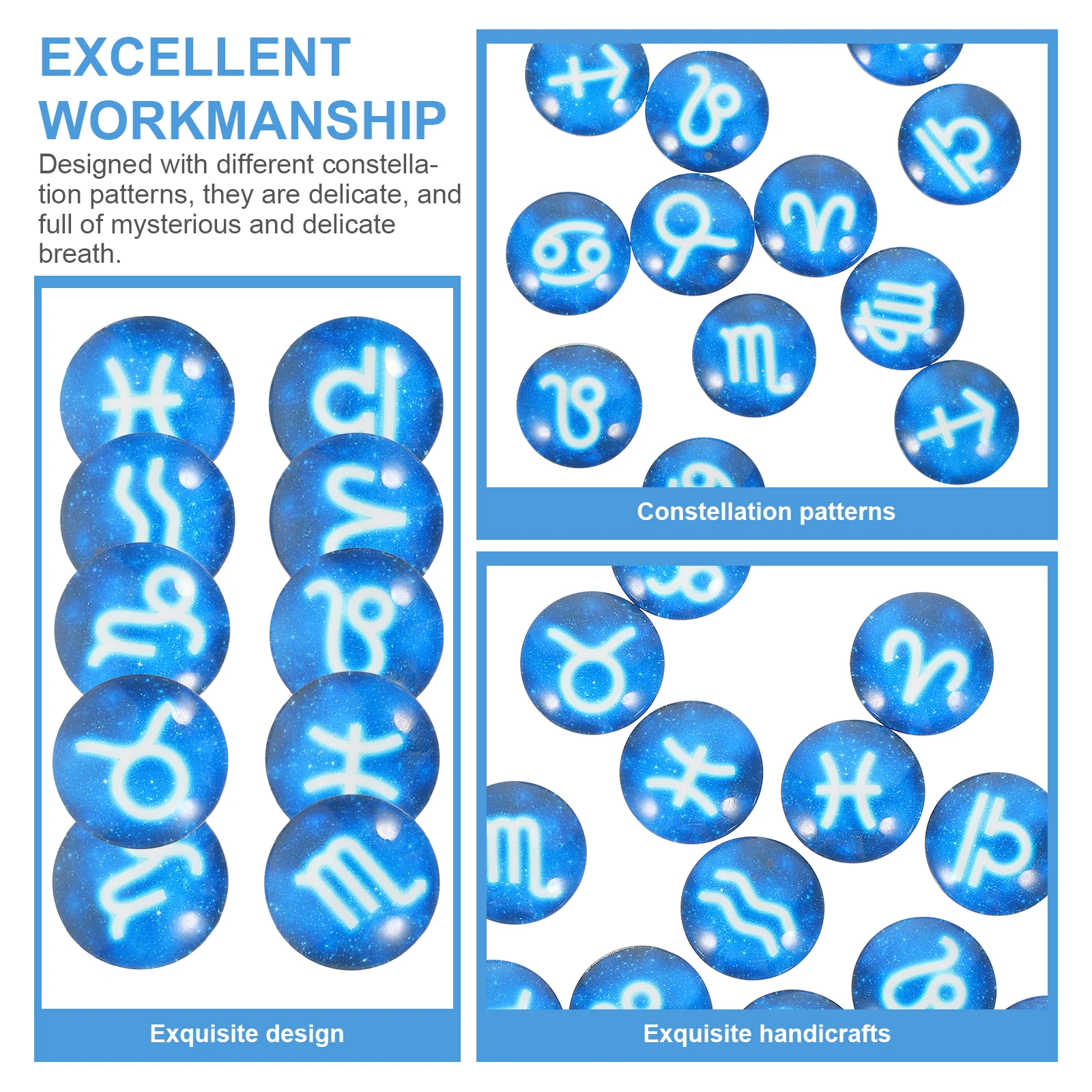 

20 шт., стеклянный купол с плоской задней частью, кабошоны со знаком зодиака, 12 созвездий, аксессуары для изготовления ювелирных изделий, кабошоны с узором