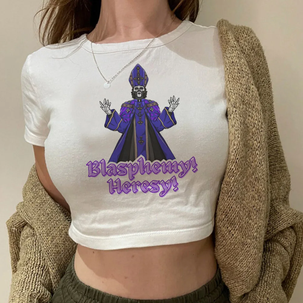 Ghost Band crop top gyaru gothic  harajuku 2000s Grunge y2k Slim Fit Cute teens tees