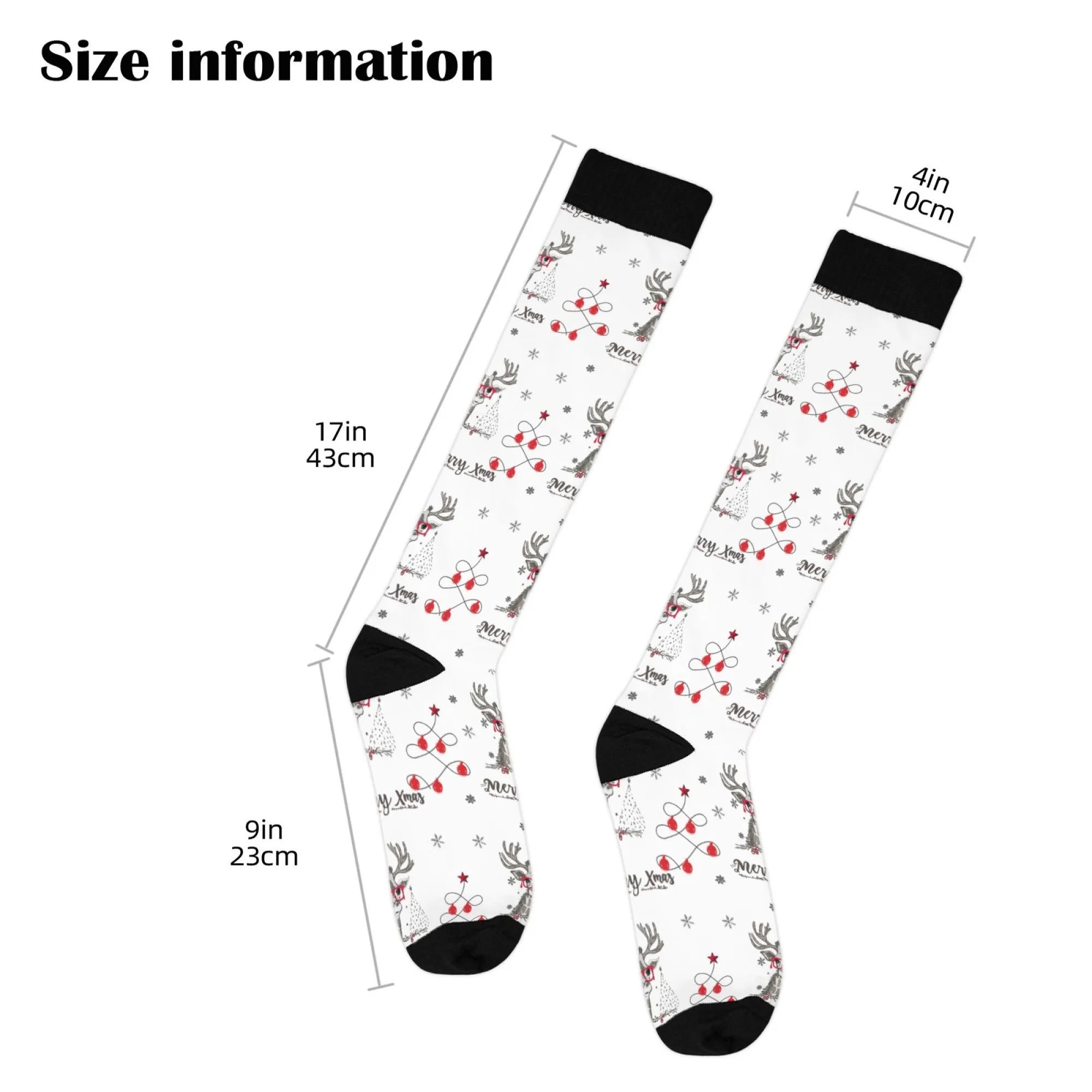 Joyeux Noël motif d'élan de Noël chaussettes décontractées douces et chaudes bohème Harajuku dessin animé chaussettes de compression de sport chaussettes de vacances folles