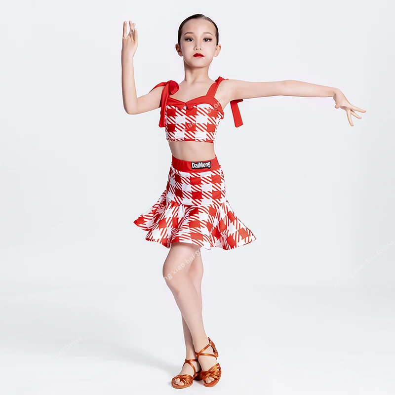 

Rumba Samba Tango Latin Dance Costume Girls Latin Practice Dress Ballroom Dress Standard Child Dancing Salsa Dance Dress Skirt