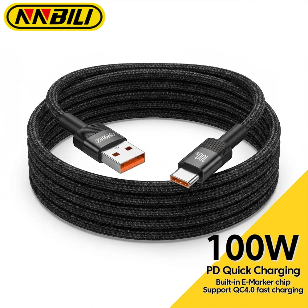 NNBILI 2 Stück 100 W C-C- und A-C-Kabel PD Schnellladegerät Typ-C-Kabel für Huawei Samsung USBC-Kabel 1 m 2 m