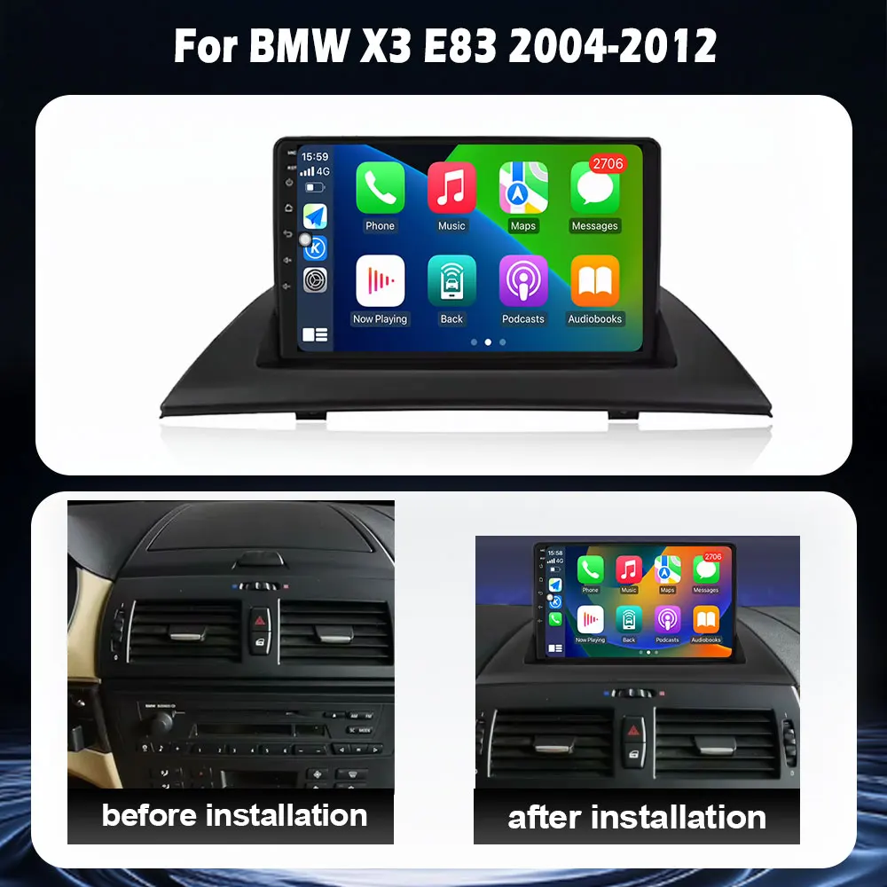Android 16 For BMW X3 E83 2004-2012 Car Multimedia Player QLED Touch Screen WIFI Carplay Radio Stereo GPS Navigation DSP
