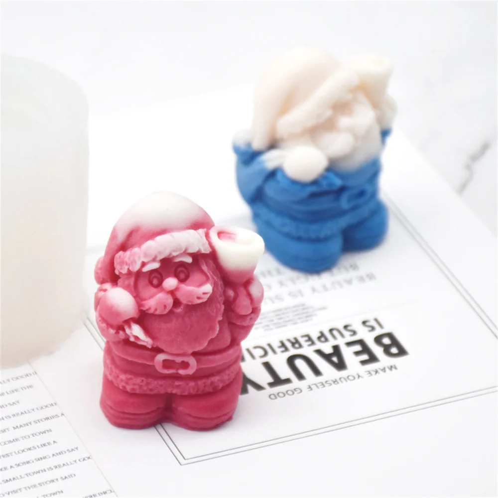 3D Santa Claus Aromatherapy Candle Silicone Mold Christmas Decoration Candle Making Mold Cute Christmas Gifts Handmade Soap Mold