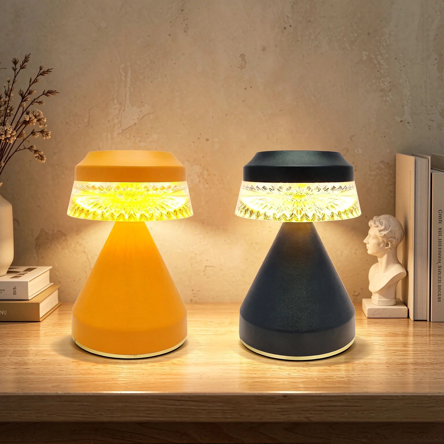 Neue LED-Tischlampe, wiederaufladbar, Pilz-Schreibtischlampe, 3-farbig dimmbar, Touch-Atmosphäre, Nachtlicht für Schlafzimmer, Wohnzimmer, Dekoration