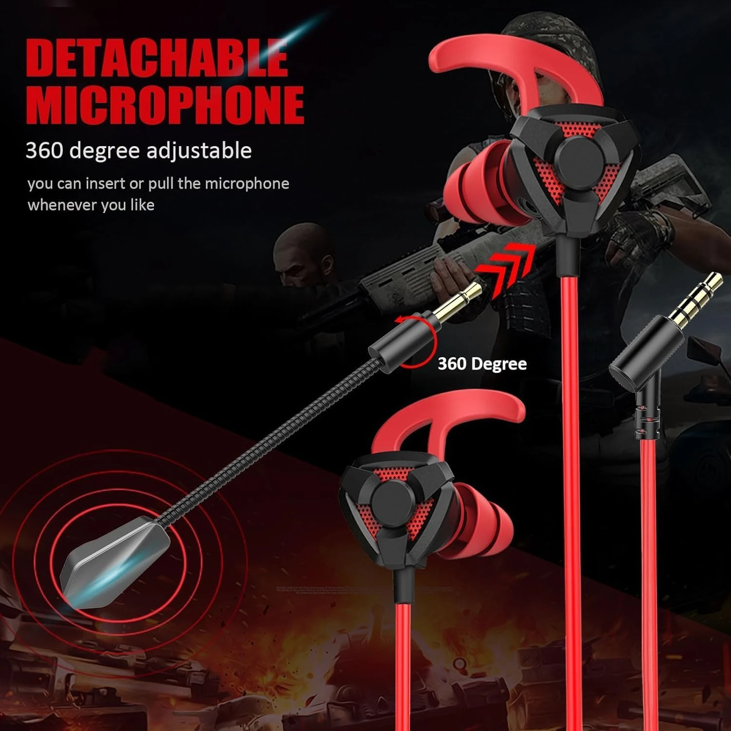 Universal Gamer Headphones Wired Earphone Gaming Earbuds With Mic Stereo Bass Sports Earphones for Mobile Tablets Laptops