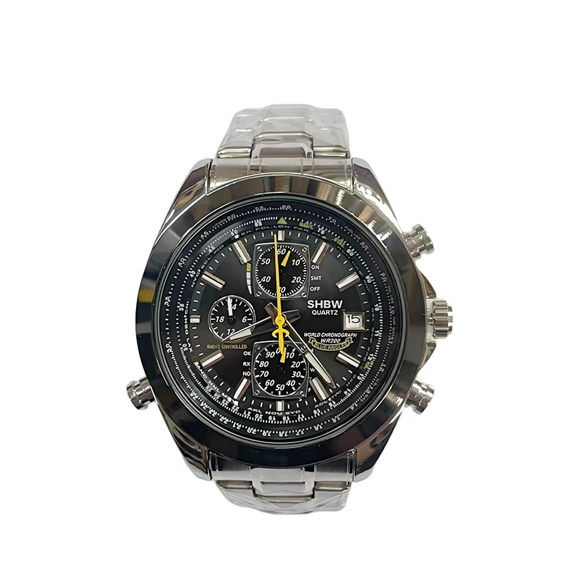 SHBW كوارتز ساعة رجالي فاخرة توهج التقويم مقاوم للماء ساعة مستديرة يتوهم مع 4 أزرار متعددة الوظائف ساعة اليد لهدية أبي