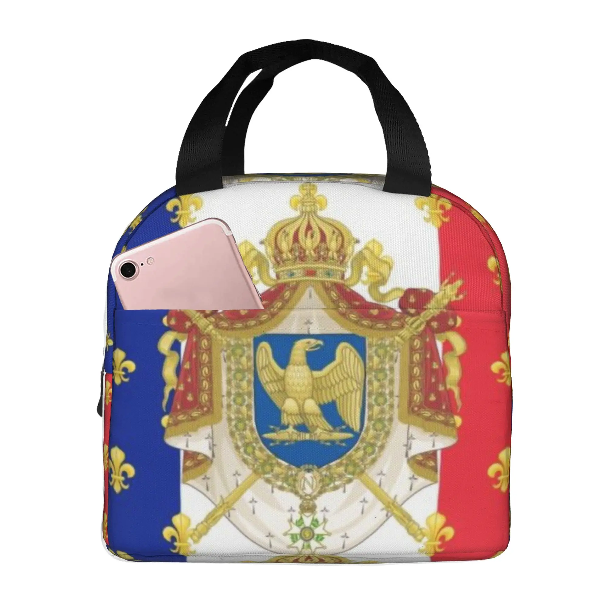 Royal Standard Napoleon France Flag Lunch Box French Empire Coat Of Arms Cooler Thermal Food Insulated Lunch Bag Office Work