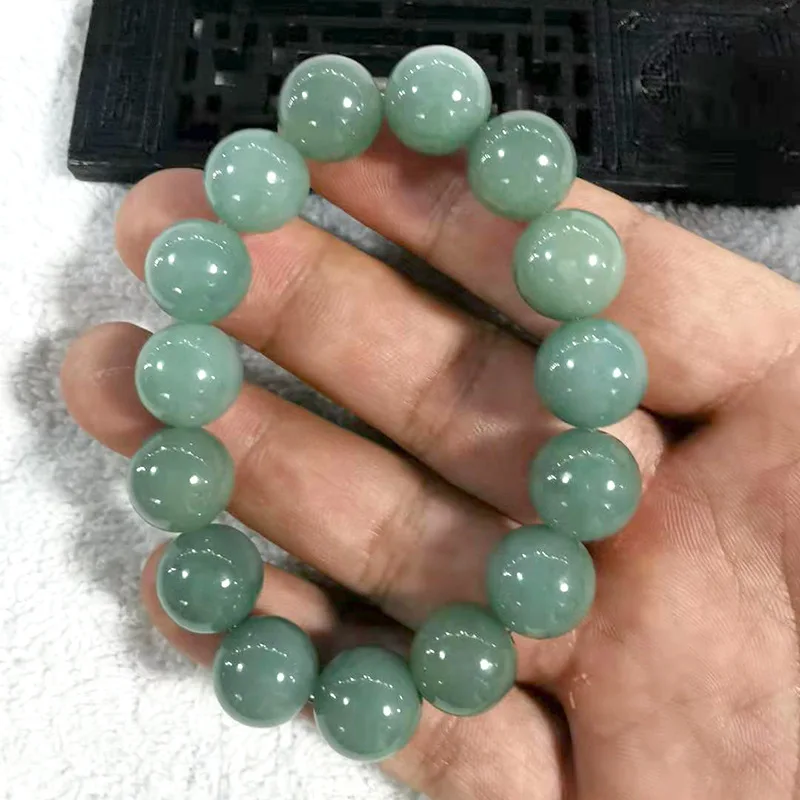 Natural A- LevelWaxy Kinds Oil Cyan Myanmar Mine Timber Jade Bracelet Bracelets for Men and Women with National Inspec