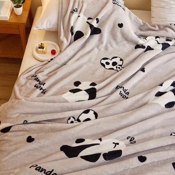 팬더 패턴 던지기 담요, 어린이 십대 성인용 플란넬 담요, 부드럽고 따뜻한 경량 담요, 소파, 침대, 사무실, 여행용