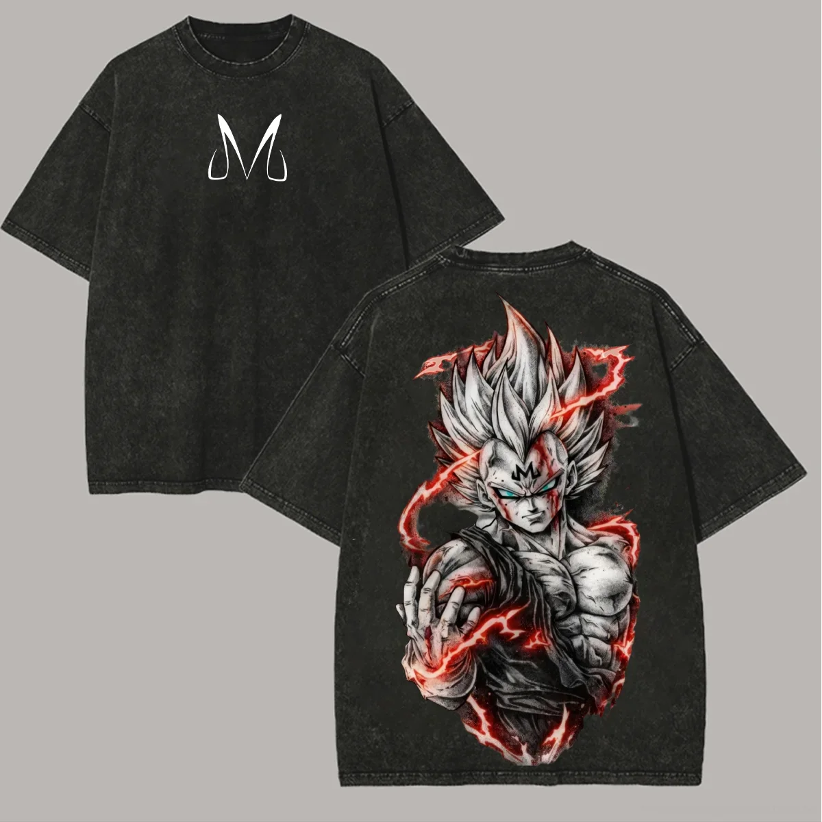 Camiseta de Gran Tamaño con Estampado de Anime Vintage de Dragon Ball Z Majin Vegeta, Camiseta Informal de Algodón para Hombre y Mujer, Estilo Urbano, Primavera-Verano