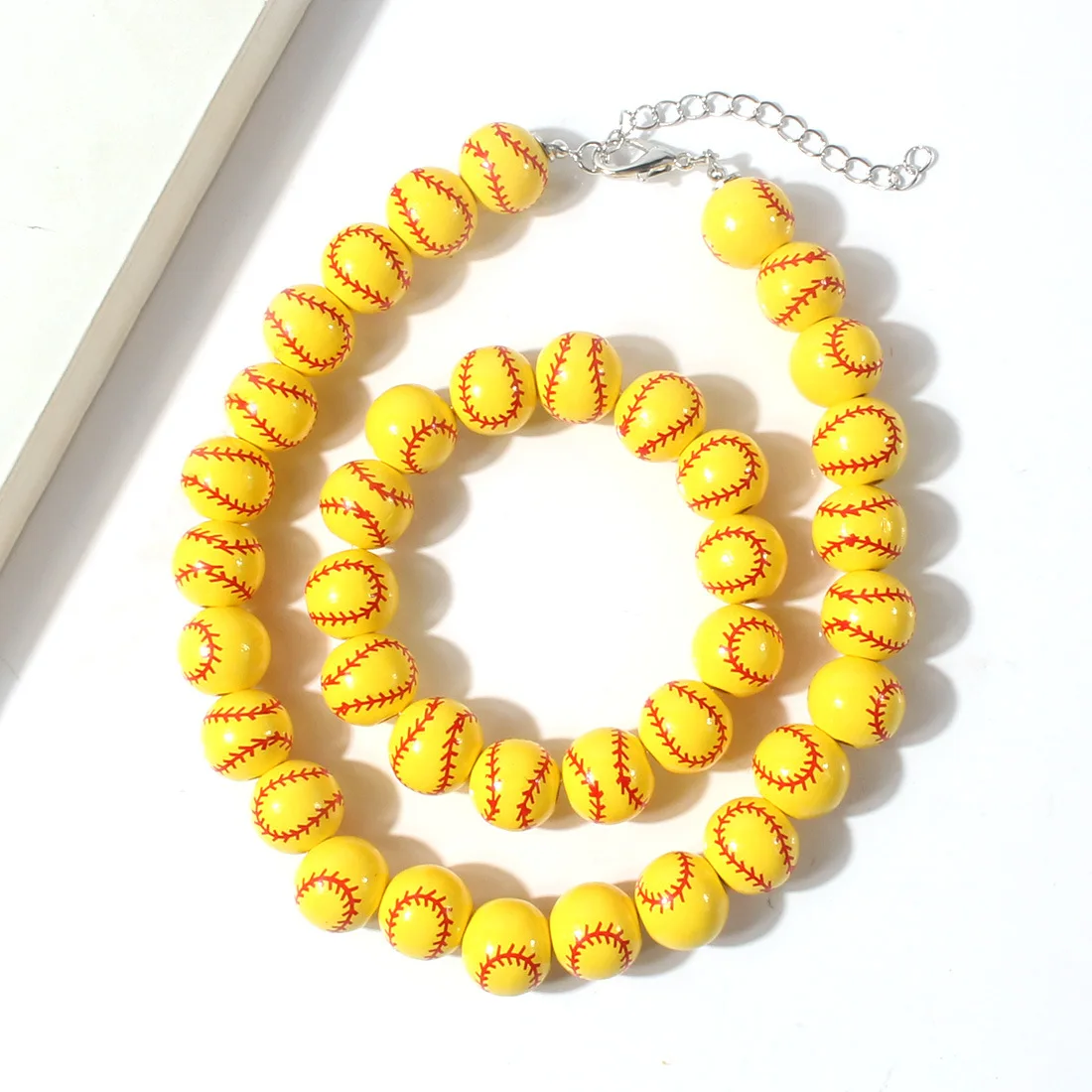 DIY accessories European and American sports baseball suit, fashionable and personalized high-end yellow necklace bracelet femal