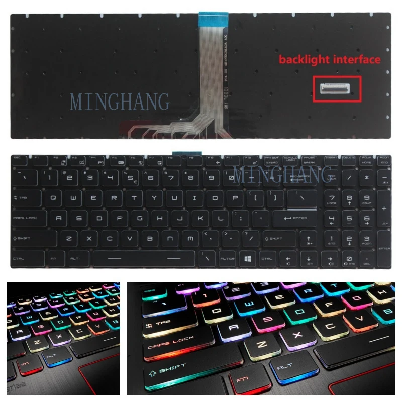 M   New for MSI GE72 2QC 2QD 2QE 2QF 2QL laptop US Keyboard RGB Backlit Crystal