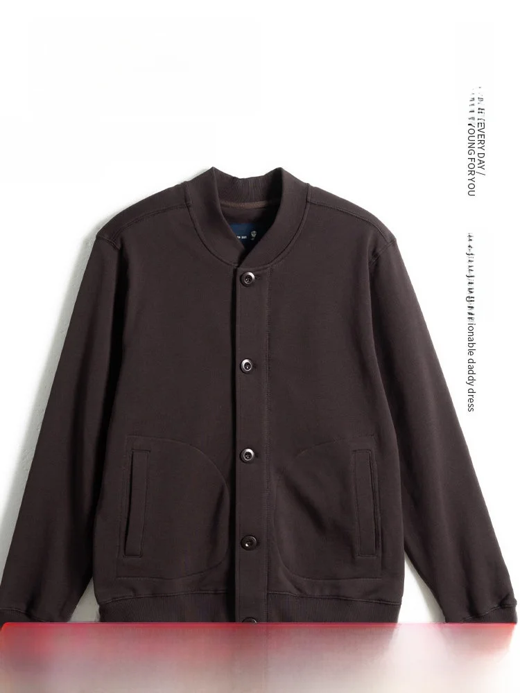 

Spring Faion Pure Cotton Sweatirt Loose Fit Baseball Collar Jaet for Middle-Aged And ly Men Comfortable Casual Wear