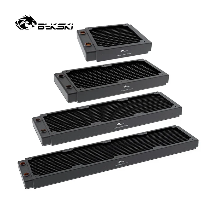 BYKSKI 30mm Gruby miedziany jednorzędowy radiator komputerowy Chłodzenie wodą Płynny wymiennik ciepła Zastosowanie dla wentylatorów 12cm 120/240/360/480MM