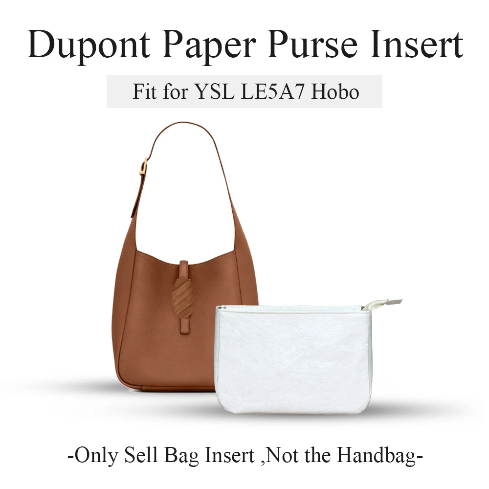 Dupont Paper Purse Organizer Insert Fit for YSL LE5A7 Hobo, Slim Inner Liner Bag Organizer Insert Lightweight Inside Storage Bag