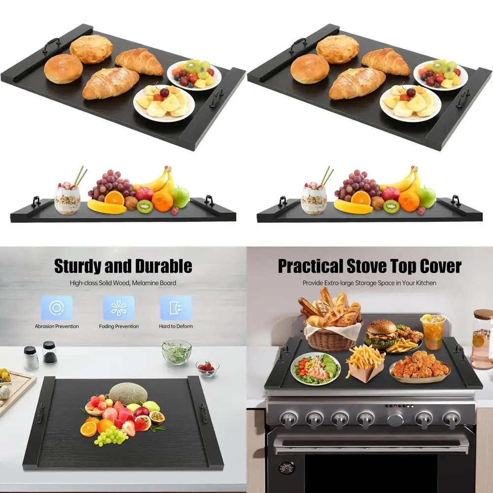 

Wooden Noodle Board 30x22 - Stove Top Cover with Handles, Counter Space Extender and Decorative Tray for Kitchens