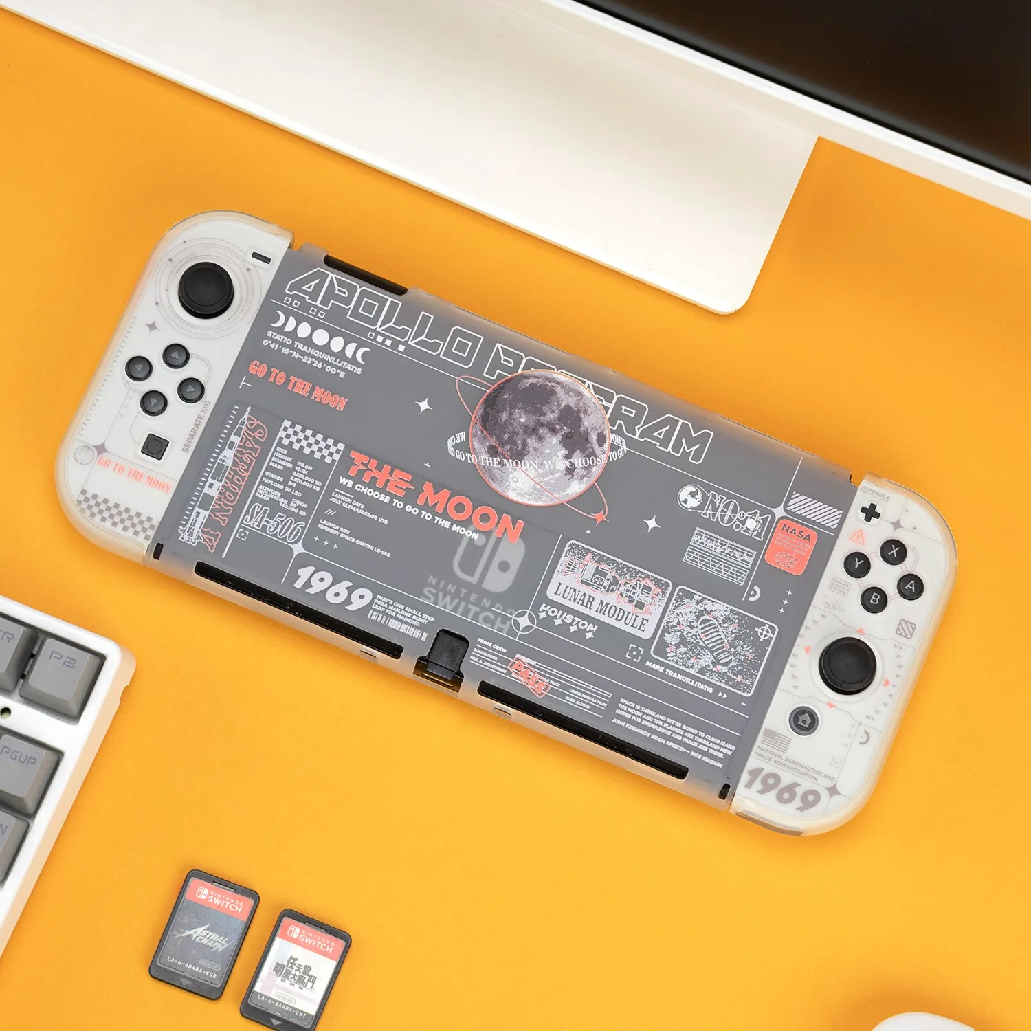 Geekshare proteger escudo compatível nintendo switch oled nova lua capa dura transparente para interruptor oled console acessórios