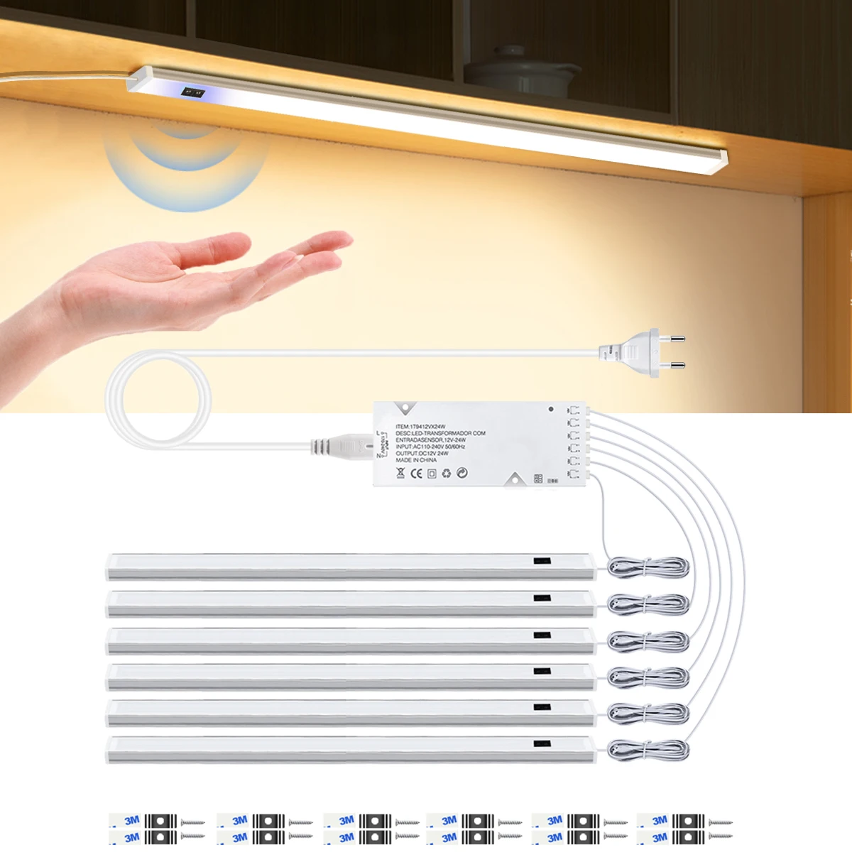 LED Hand Sweep Sensor Ultra Thin Bar Lights 30/40/50cm Room Kitchen Closet Wardrobe Night Lamp Cabinet Aluminum Shelf Backlight