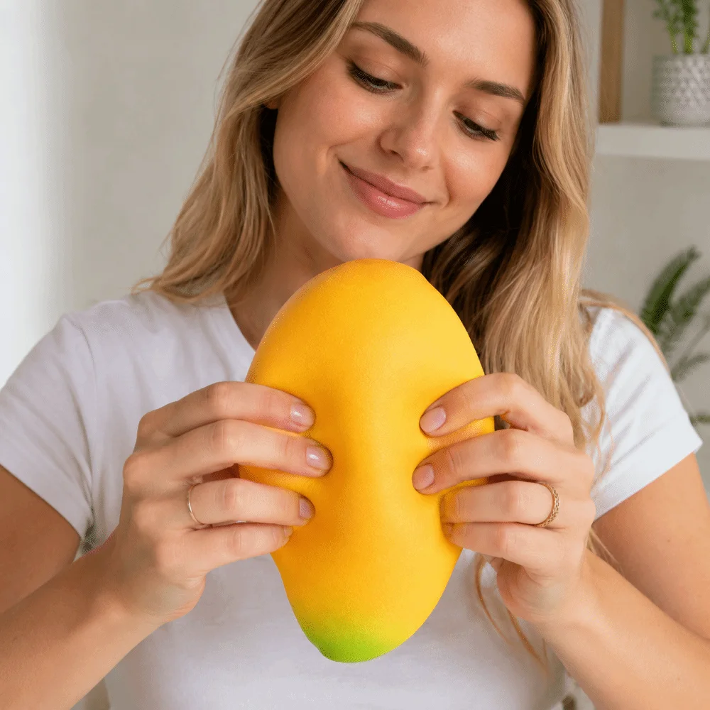 Creative 16cm Giant Mango Squishy Super Soft Yellow Mango Squeeze Comfortable Anxiety Relief Sensory Stress Ball Office Desk