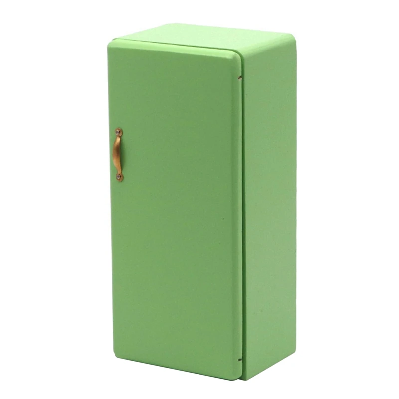 

1/12 Dollhouse Miniature Wooden Single Door Refrigerator Simulation Mini Fridge Model For Doll House Decoration