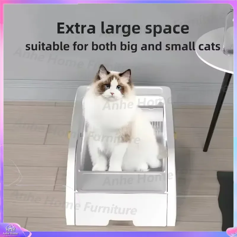Smart Automatic Cat Litter Box with Camera APP Control Large Semi-Closed Self Cleaning Toilet Deodorizing Tray for Cats Pet