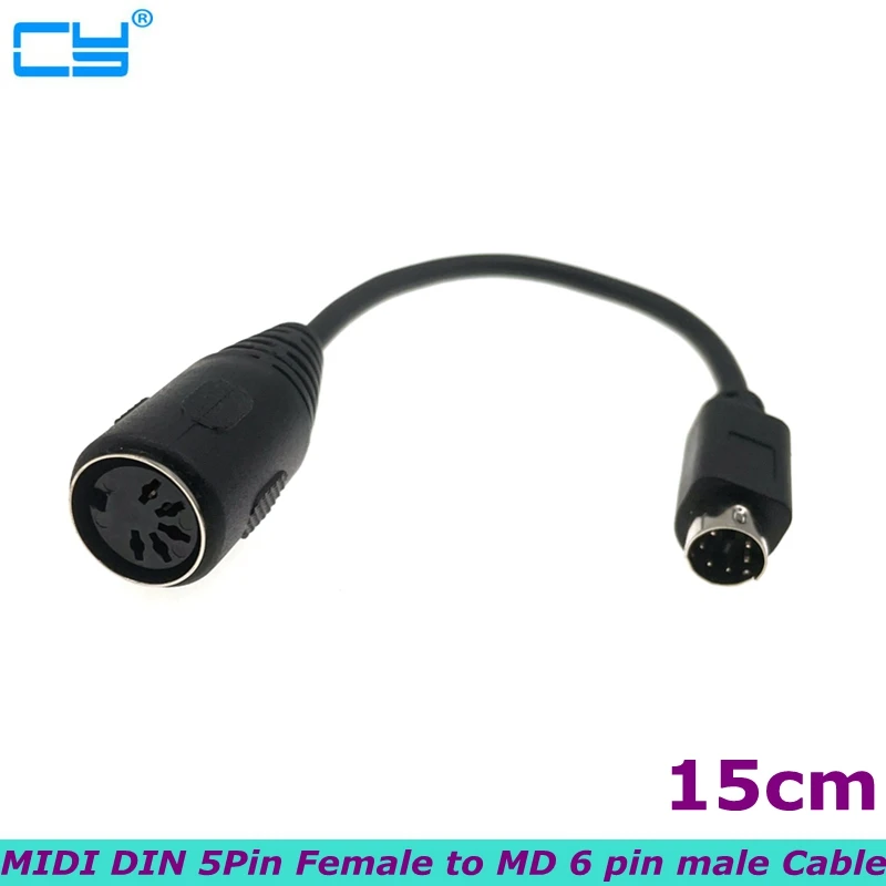 15cm 6-pin Mini-DIN (PS/2) male to DIN 5-pin female adapter connector cable for the best quality keyboard