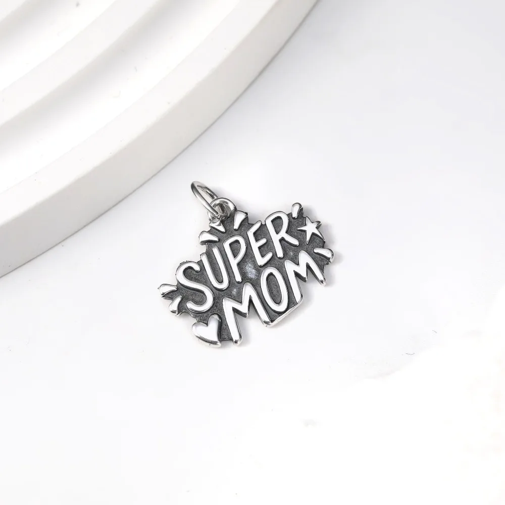 S925 Vintage Silver Bow Sunflower Super Mom Trick Or Treat Charms Pendant Fit Bracelet Necklace Women Handmade Jewelry