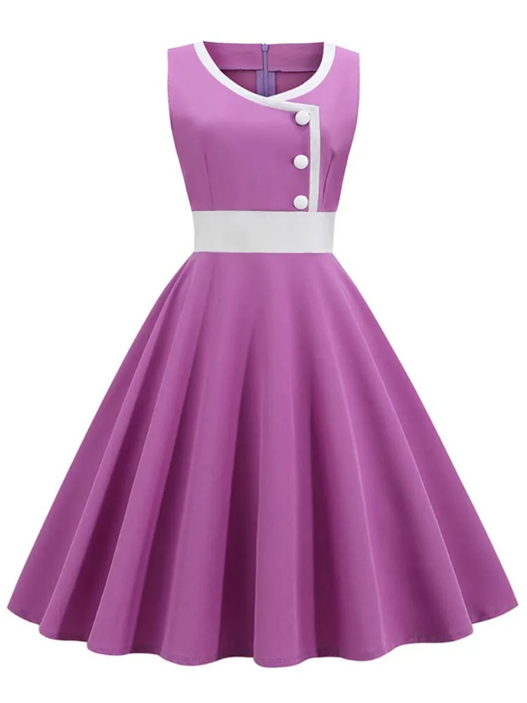 Letnia sukienka damska szata Vintage Retro 50. 60. bez rękawów Rockabilly Party sukienki Vestidos — zdjęcie 5