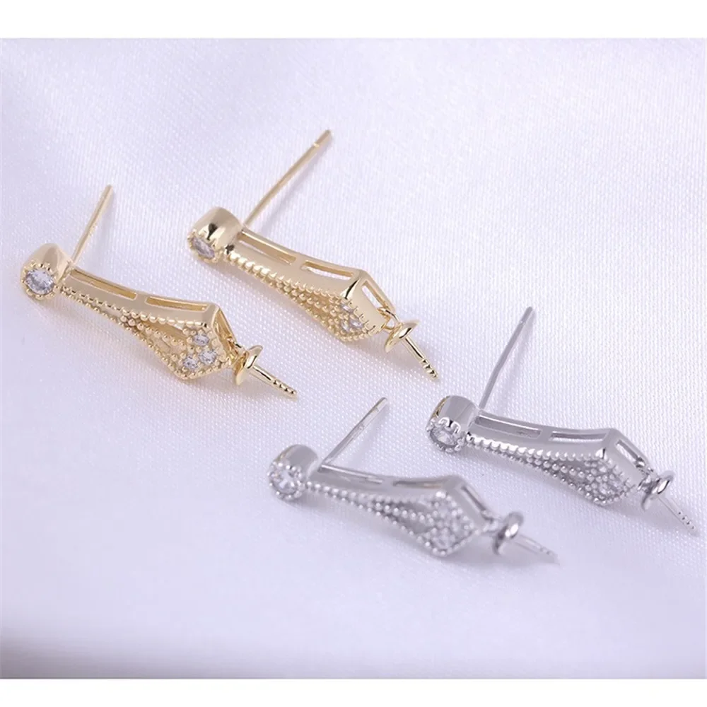 

Серьги из стерлингового серебра 925 пробы с жемчугом, принадлежности для самостоятельного изготовления ювелирных изделий, пустые стойки для сережек для аксессуаров ручной работы, без жемчуга