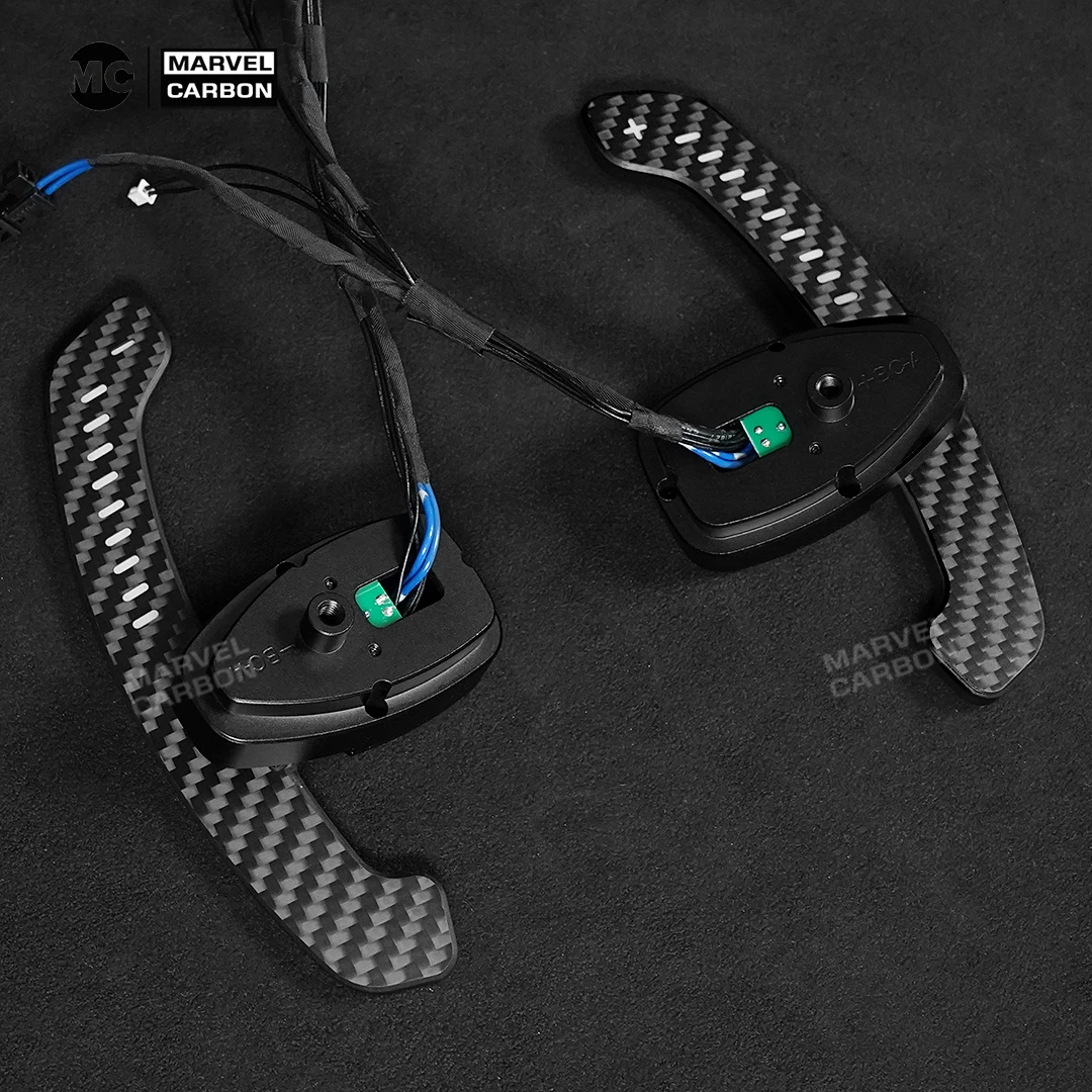 MC Fif For MercedesBenz A B C Class CLA CLS GLE GLC Class LED Carbon Fiber Magnetic Paddle Shifters Steering Wheel Shift Paddles