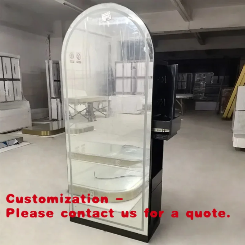 

custom.Luxury Single Double Side Hair Salon Mirrors Barber Station Arch Led Salon Mirror Barber Shop Design